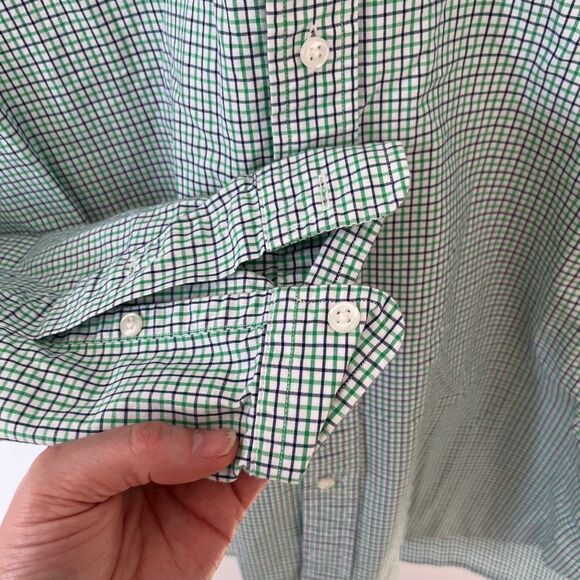 Ralph Lauren Blue Label Green Blue Small Checkered Cotton Logo Dress Shirt 15.5 - Picture 6 of 7